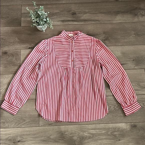 RoVel Tops - Vintage RoVel of California Red and White Striped Button-Up Blouse